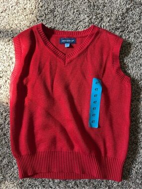 Andy & Evan Bright Red V-Neck Sweater Vest 4T